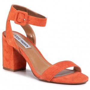 Steve Madden suede Malia heels in orange. Size 7.5. New in box